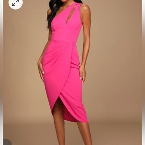 Lulu's Pink One Shoulder Asymmetrical Cocktail Dress